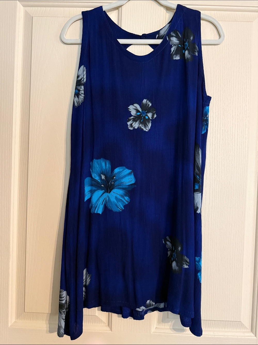 Sleeveless Navy Blue Floral Dress